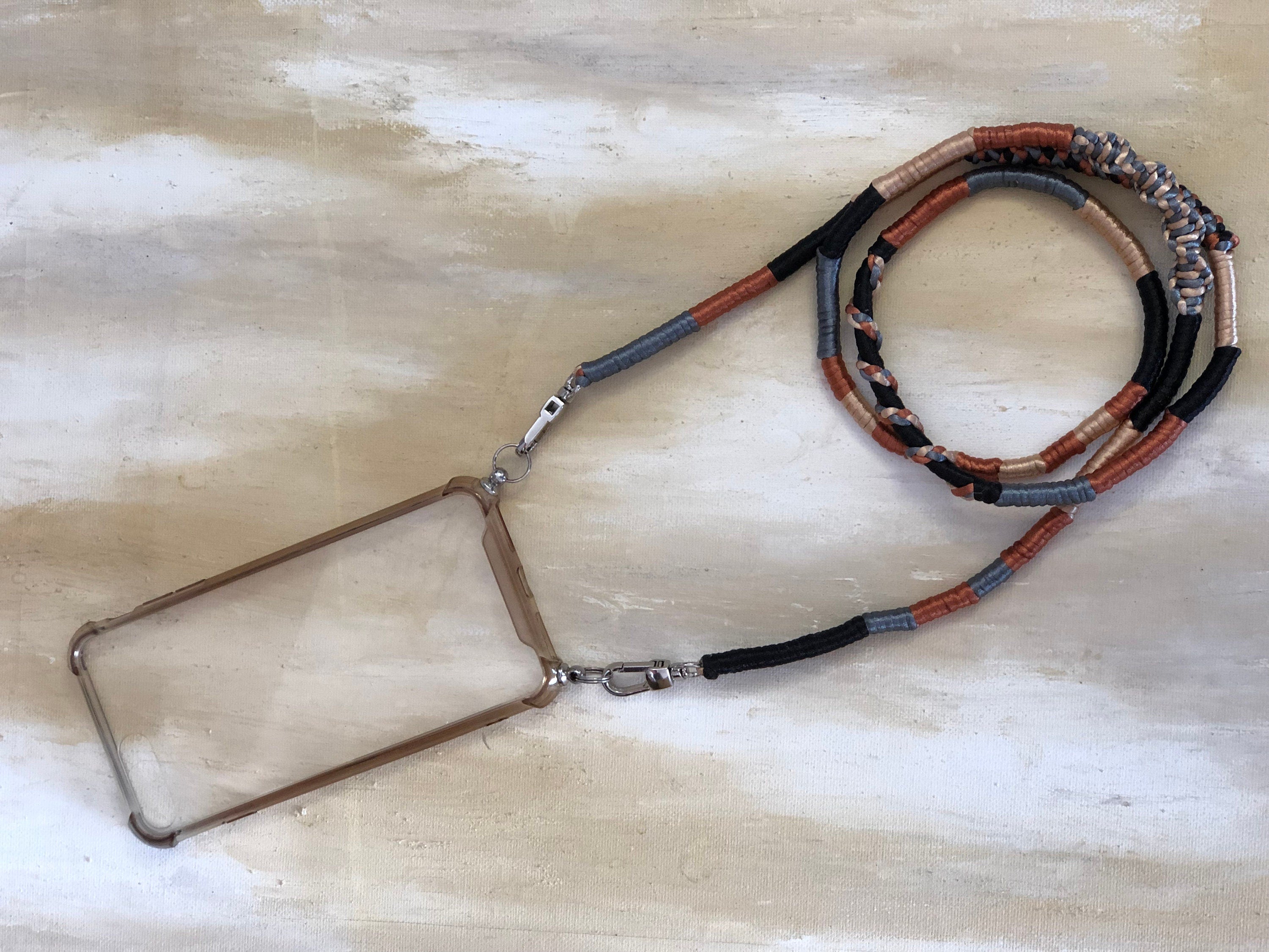 Black Brown Gold Shiny Satin Mobile Phone Lanyard Cord Straps