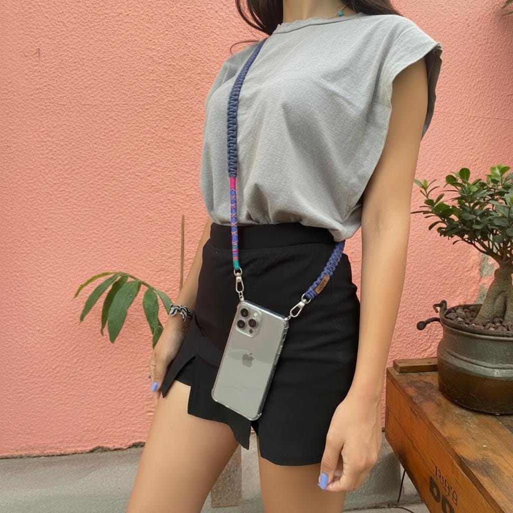 Grey Crossbody Strap – Phone Case Safe Lanyard
