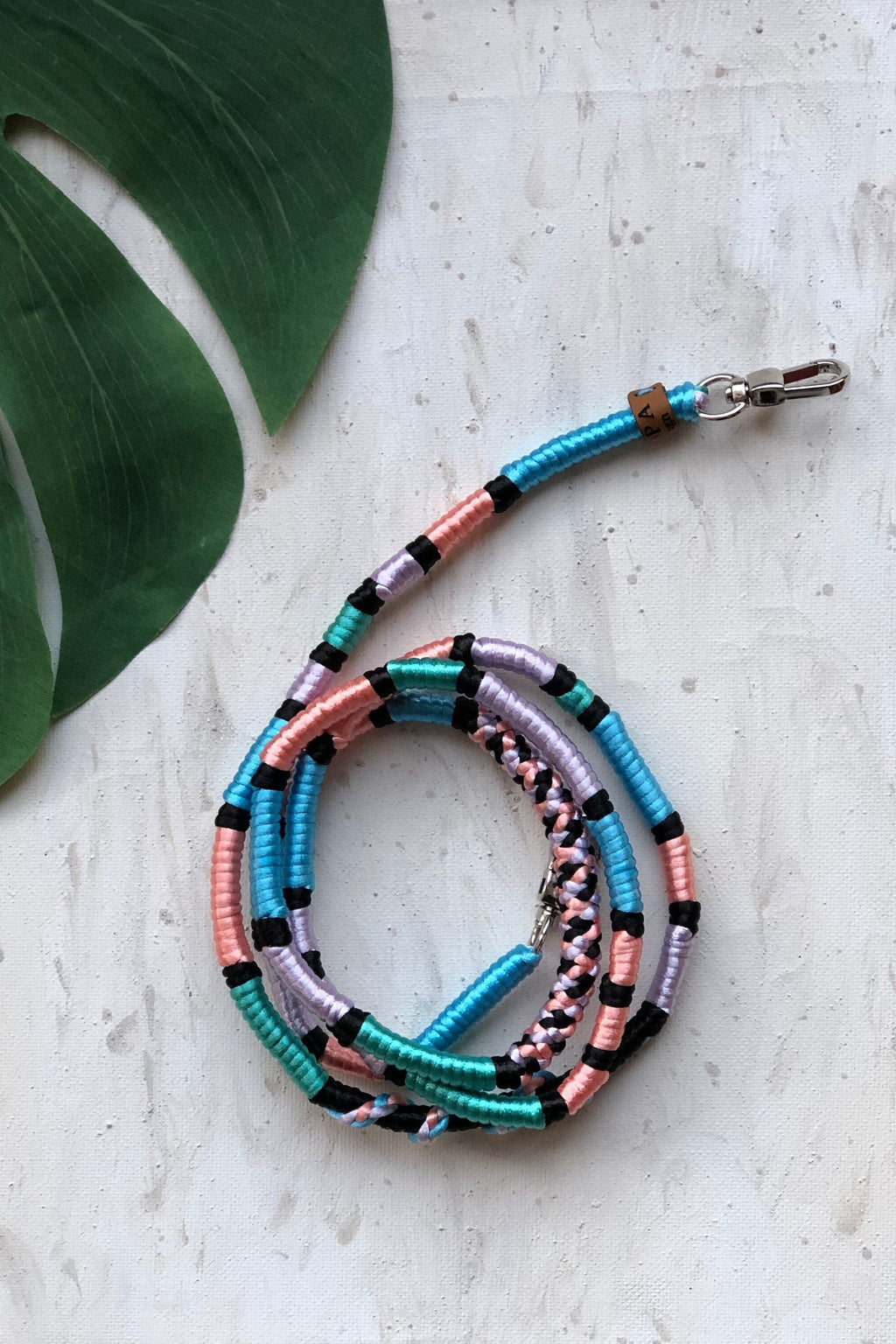 Neon Blue Pink Shiny Satin Wrapped Yarn Mobile Phone Lanyard Cord Straps