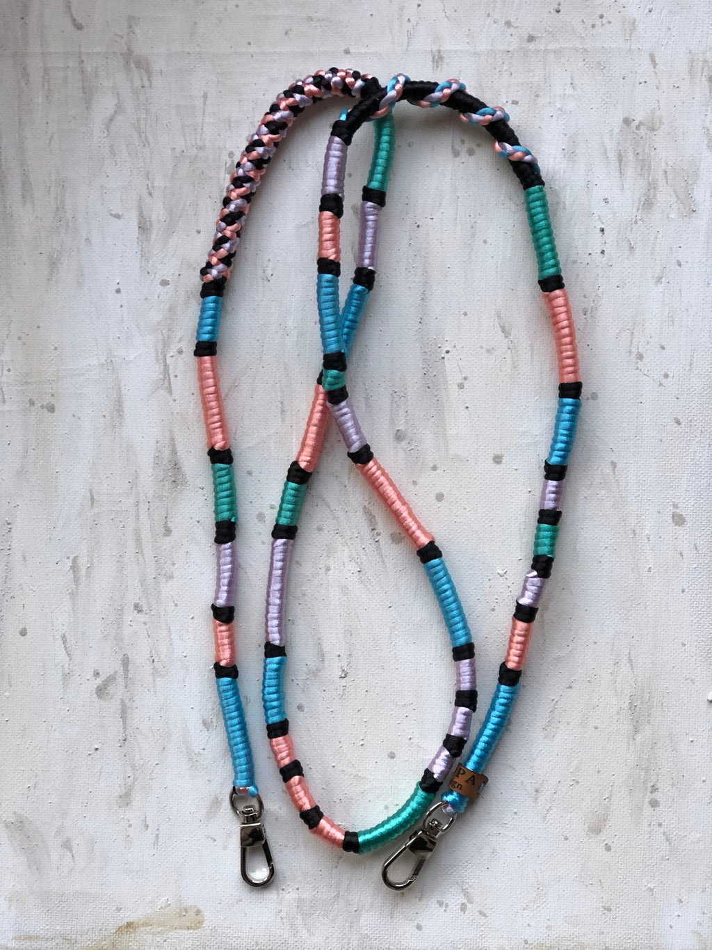 Neon Blue Pink Shiny Satin Wrapped Yarn Mobile Phone Lanyard Cord Straps