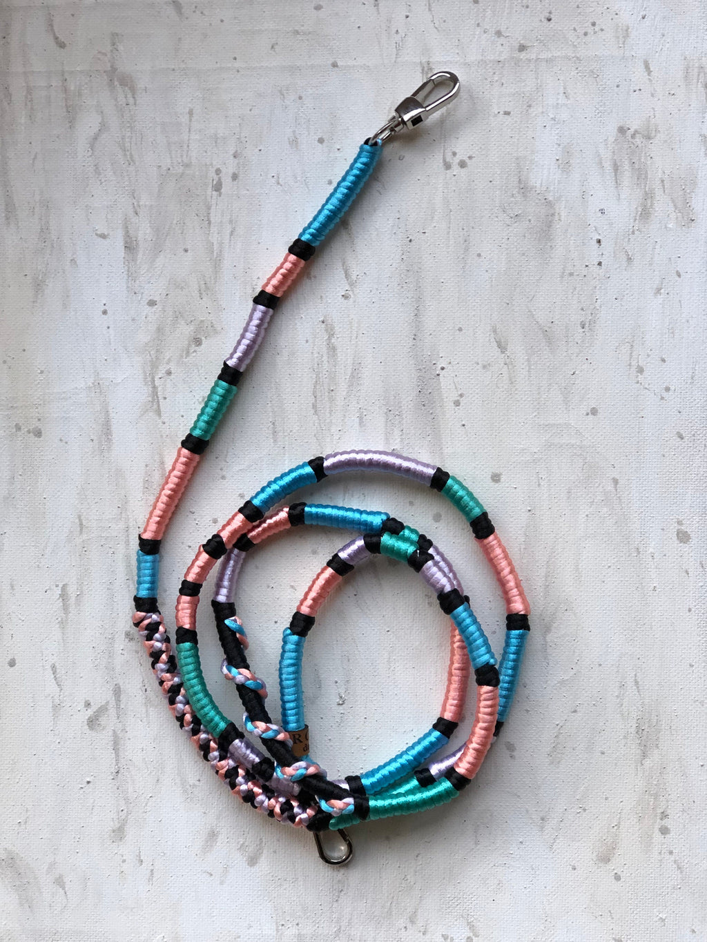 Neon Blue Pink Shiny Satin Wrapped Yarn Mobile Phone Lanyard Cord Straps