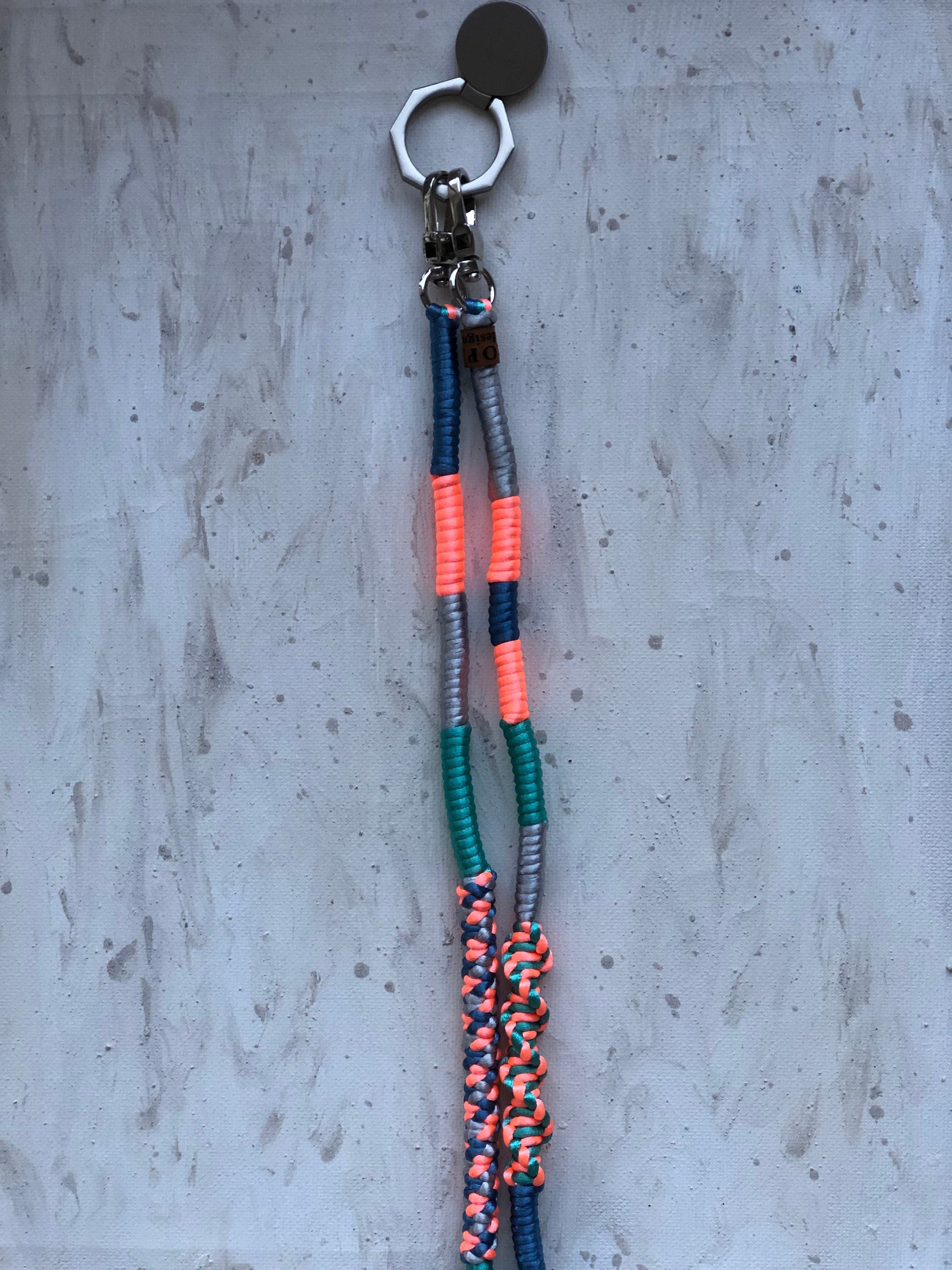 Neon Orange Green Shiny Satin Wrapped Yarn Mobile Phone Lanyard Cord Straps