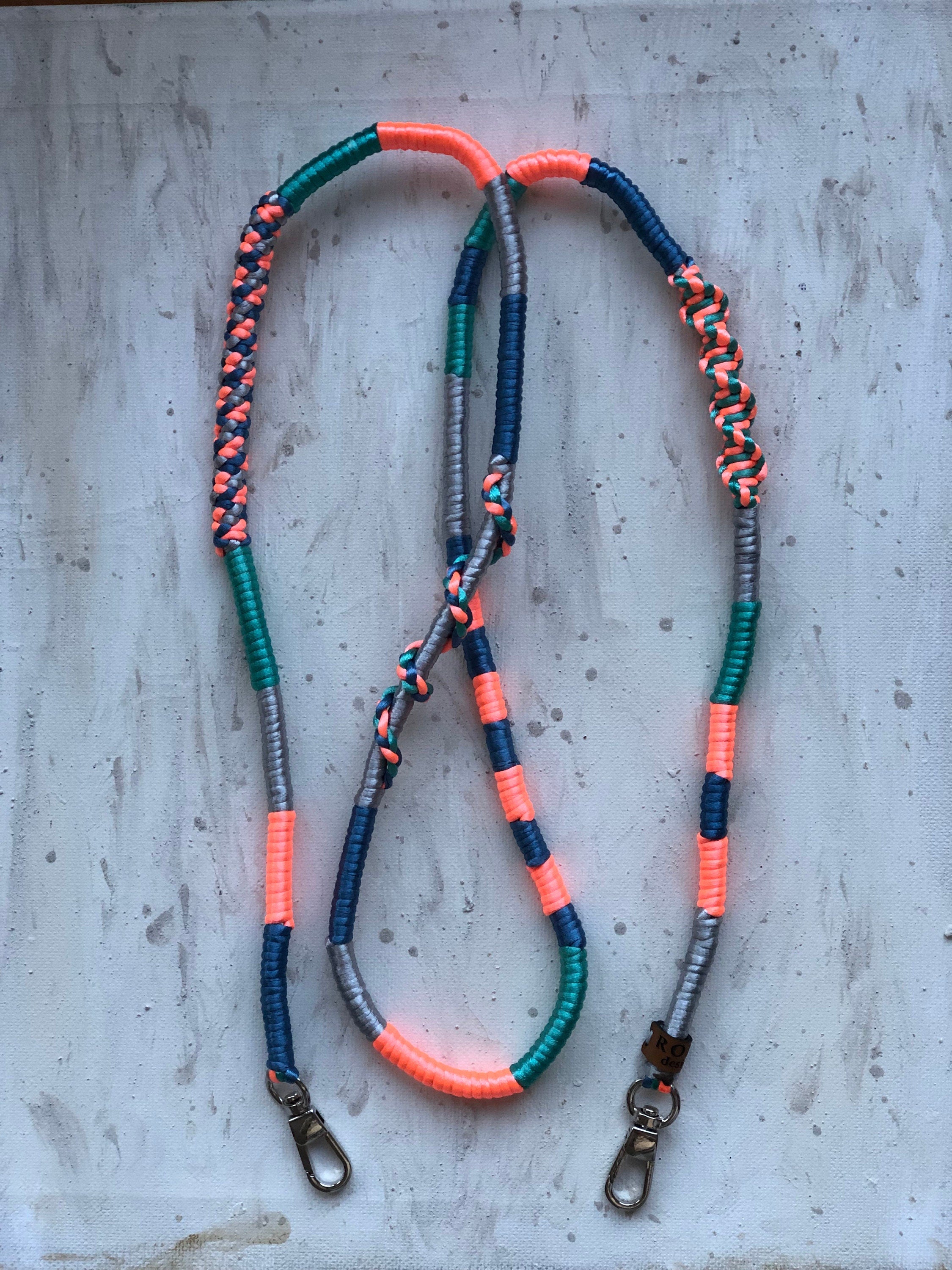 Neon Orange Green Shiny Satin Wrapped Yarn Mobile Phone Lanyard Cord Straps