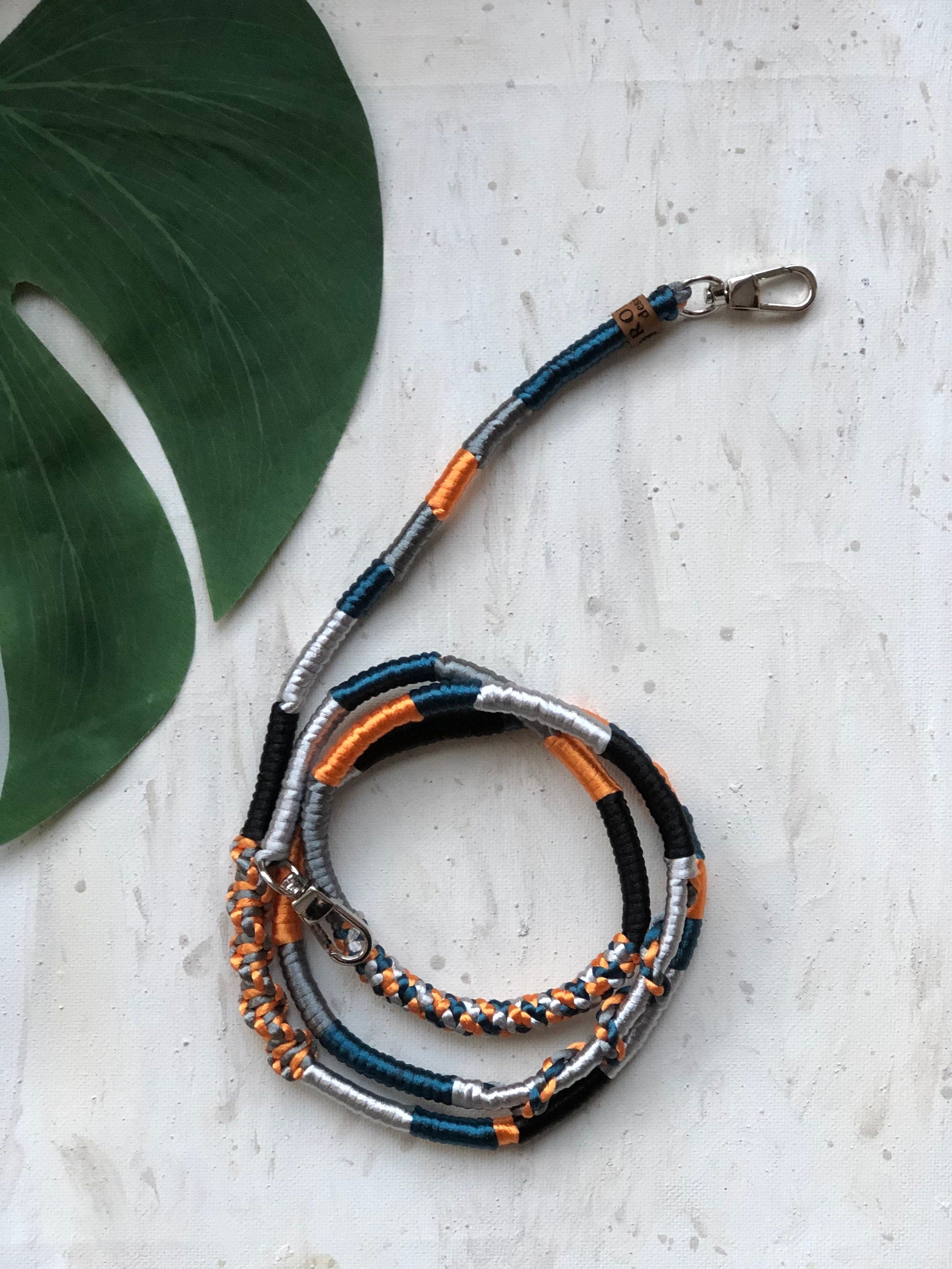 Neon Orange Grey Shiny Satin Mobile Phone Lanyard Cord Straps