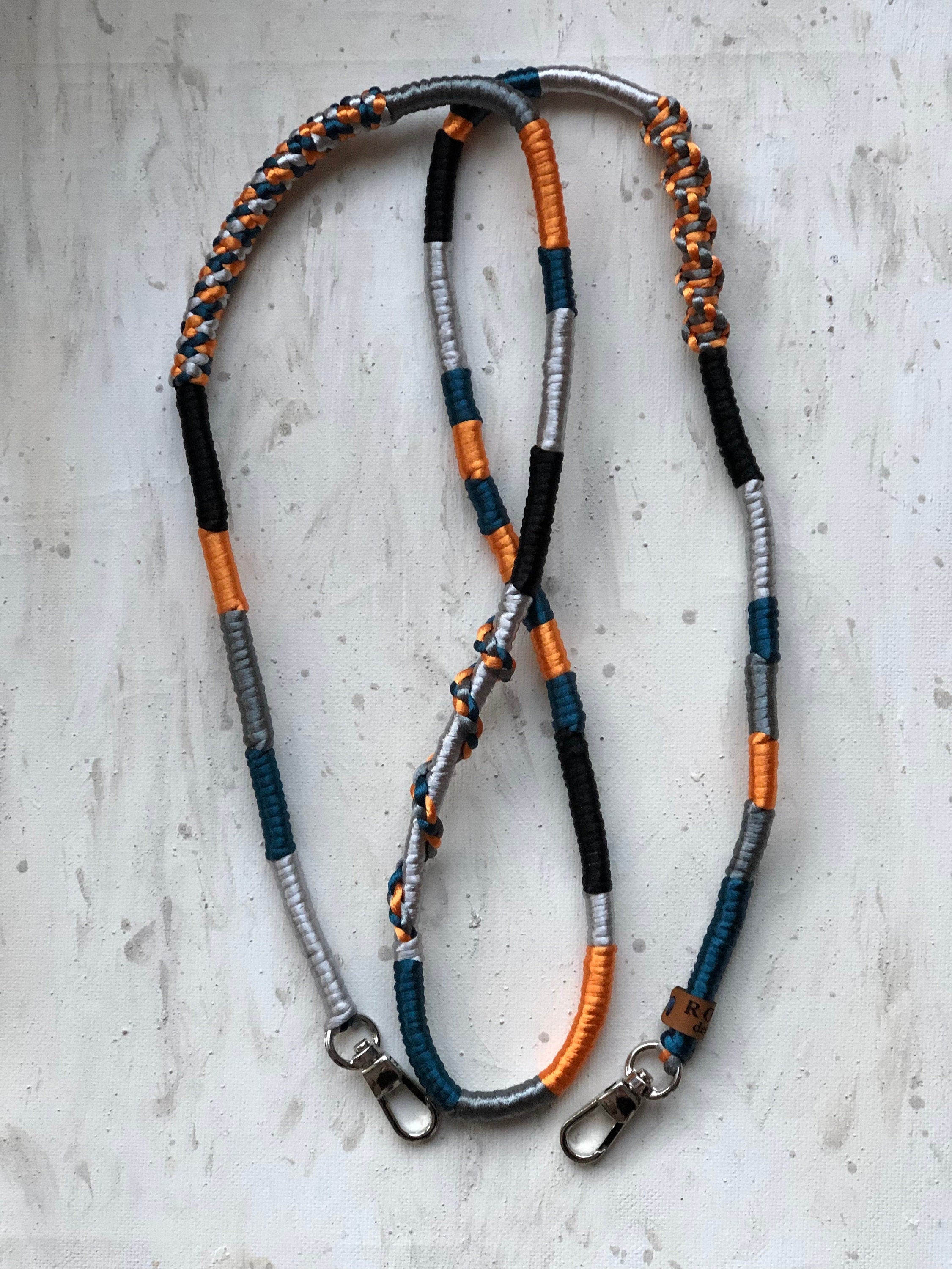 Neon Orange Grey Shiny Satin Mobile Phone Lanyard Cord Straps
