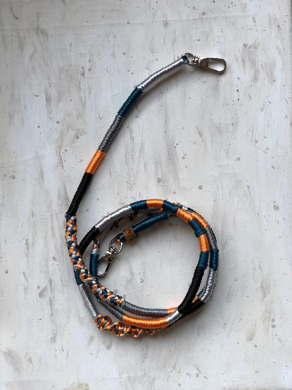 Neon Orange Grey Shiny Satin Mobile Phone Lanyard Cord Straps