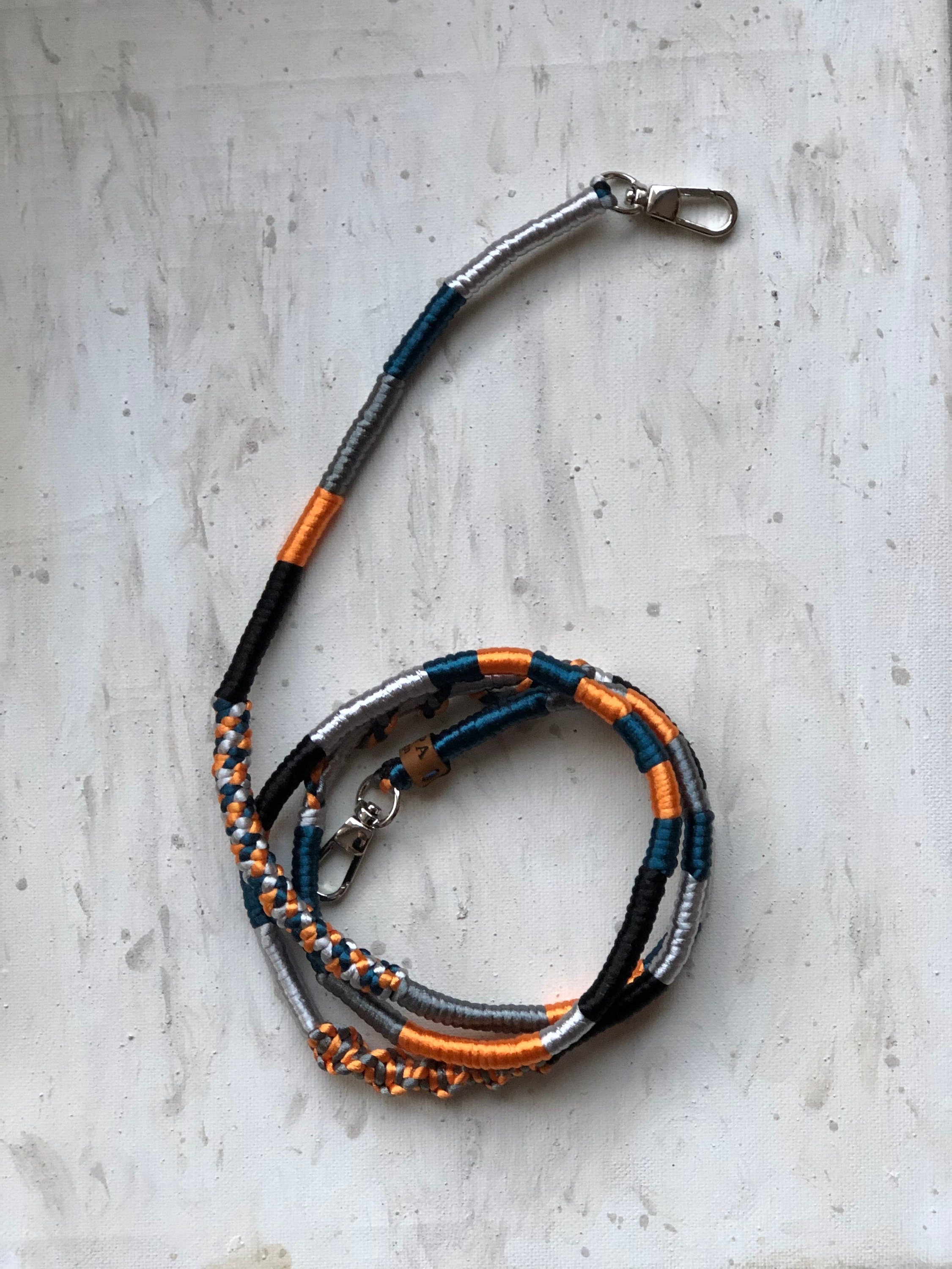 Neon Orange Grey Shiny Satin Mobile Phone Lanyard Cord Straps