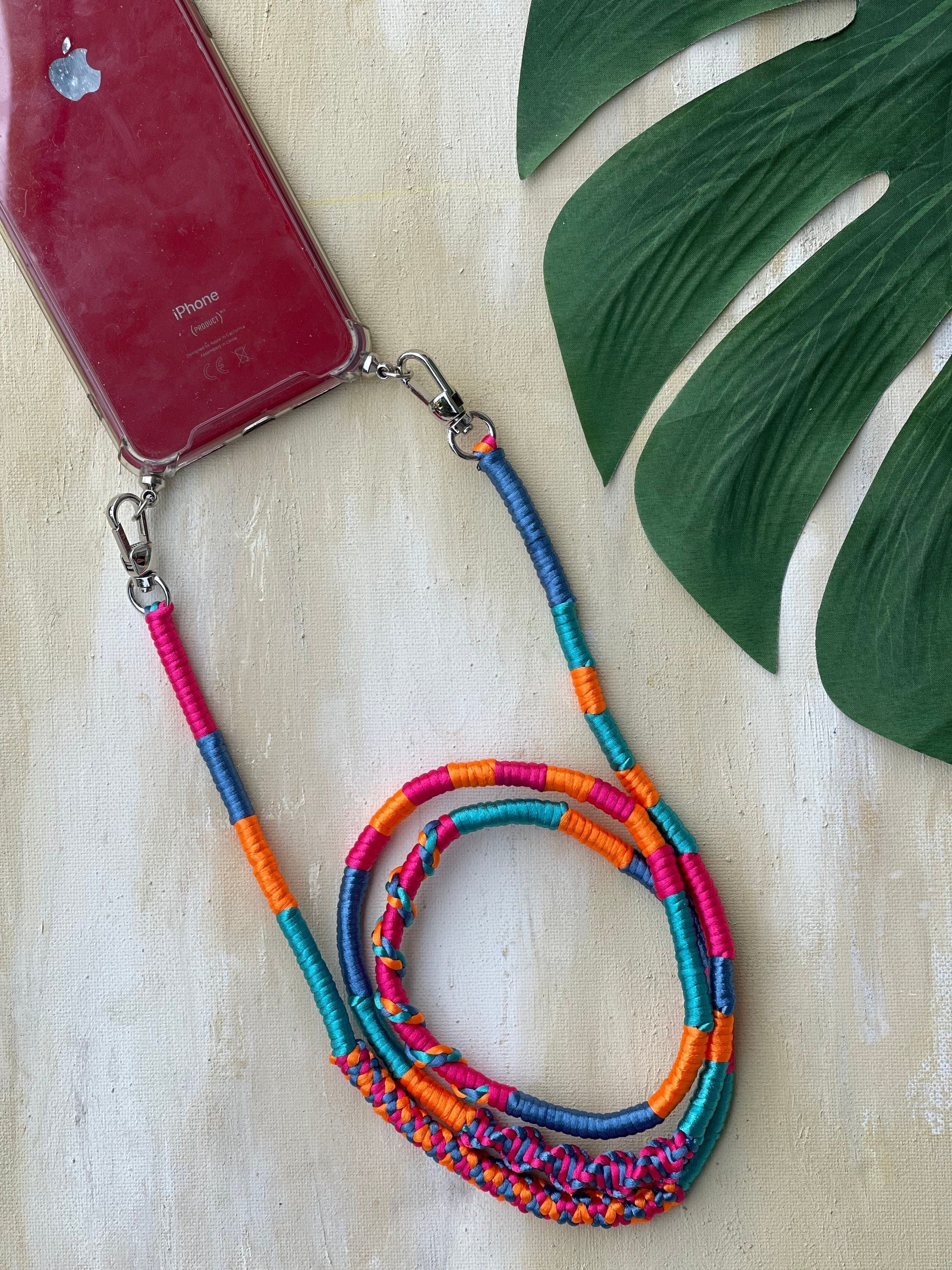 Neon Pink Orange Shiny Satin Mobile Phone Lanyard Cord Straps