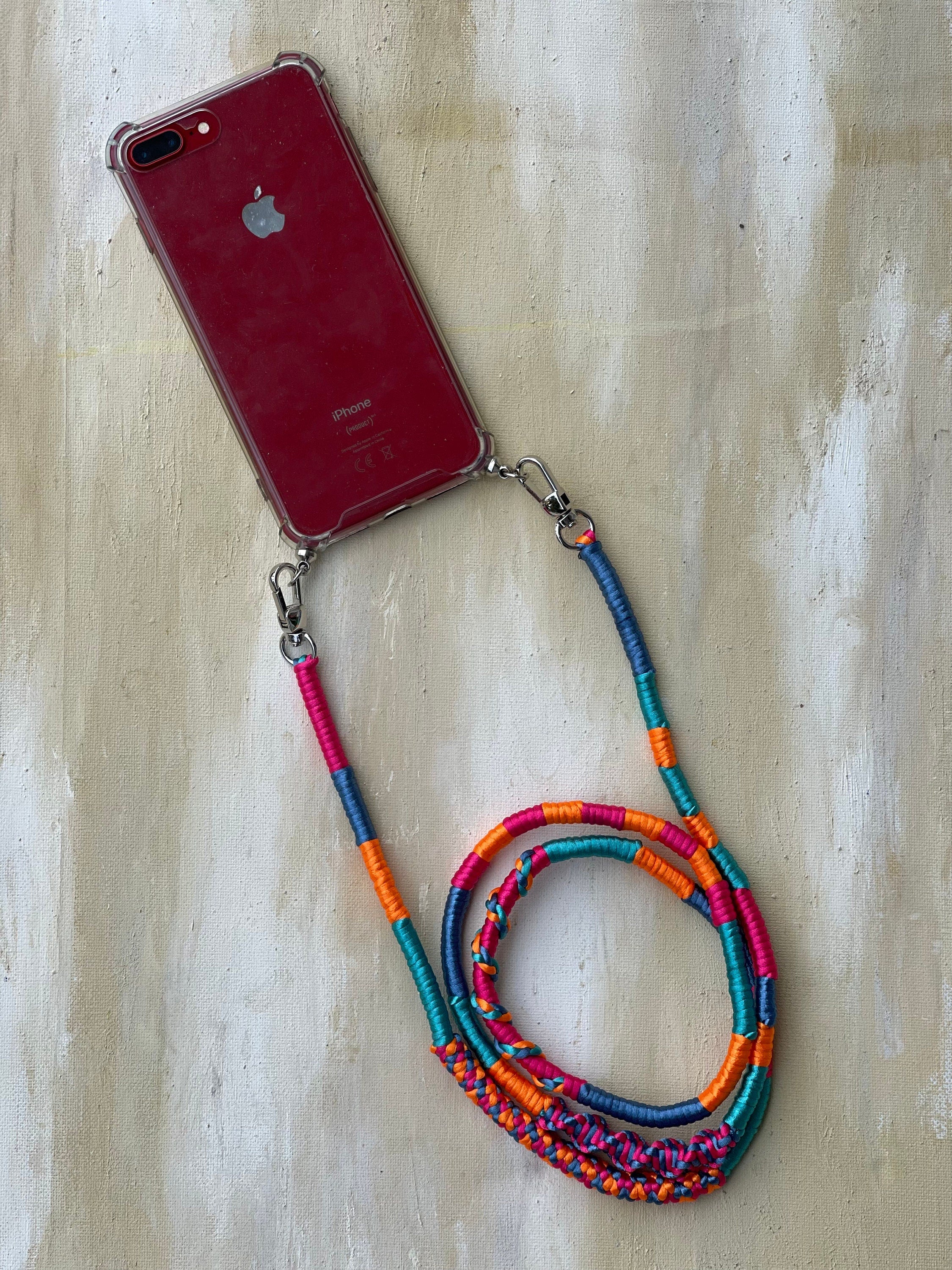 Neon Pink Orange Shiny Satin Mobile Phone Lanyard Cord Straps