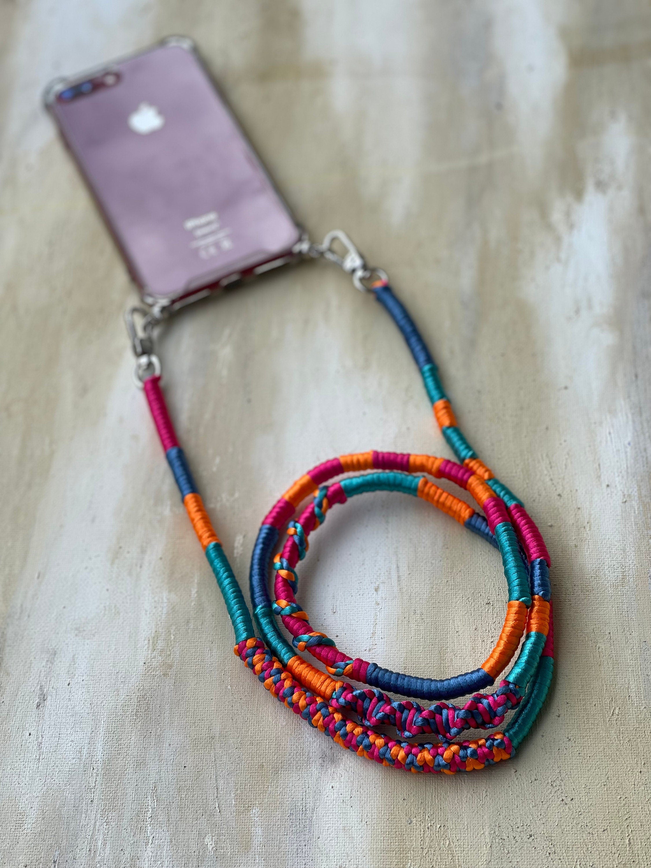 Neon Pink Orange Shiny Satin Mobile Phone Lanyard Cord Straps