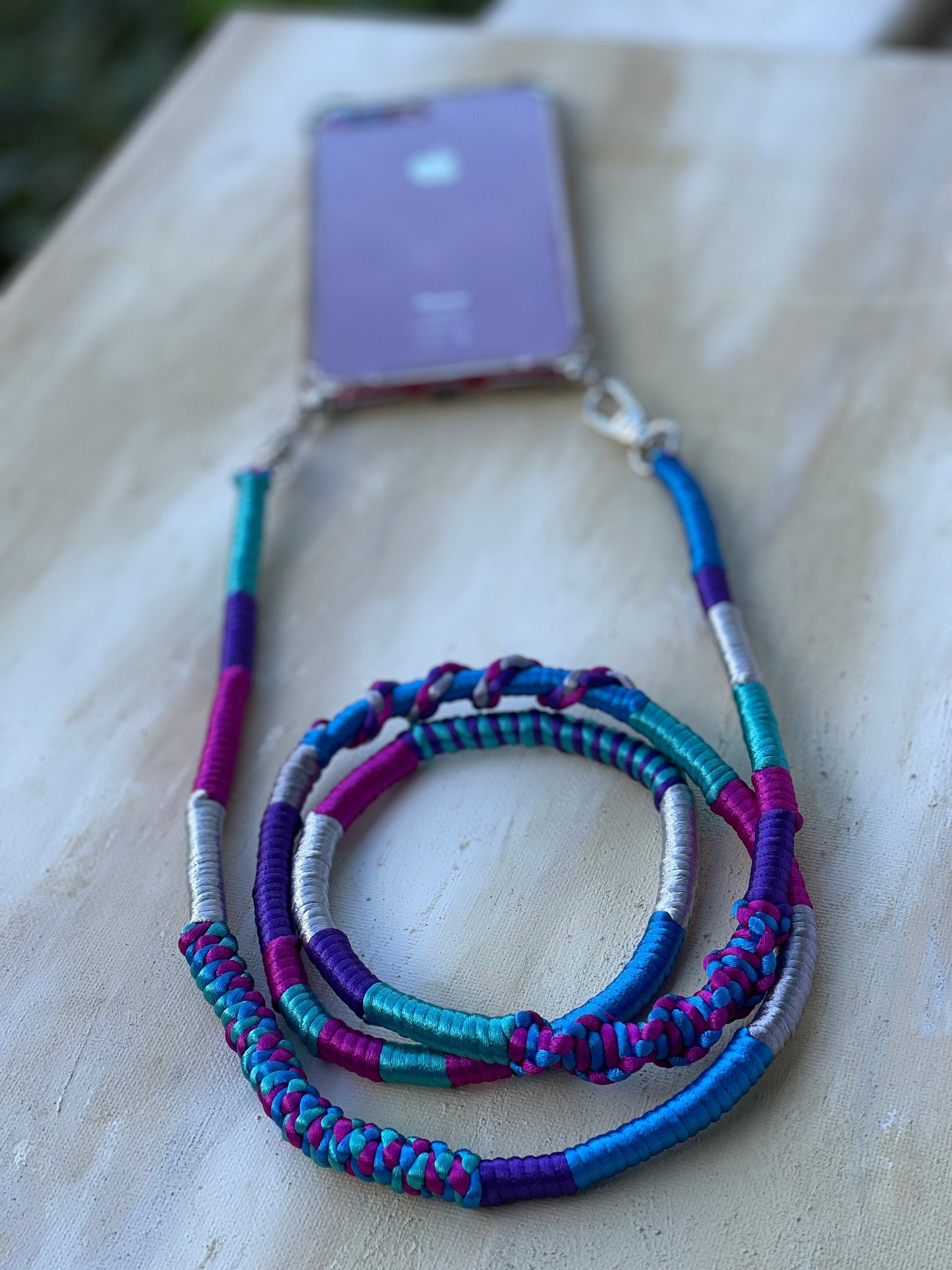 Phone Case Lanyard Strap – Blue Purple Cord, Neck Phone Holder