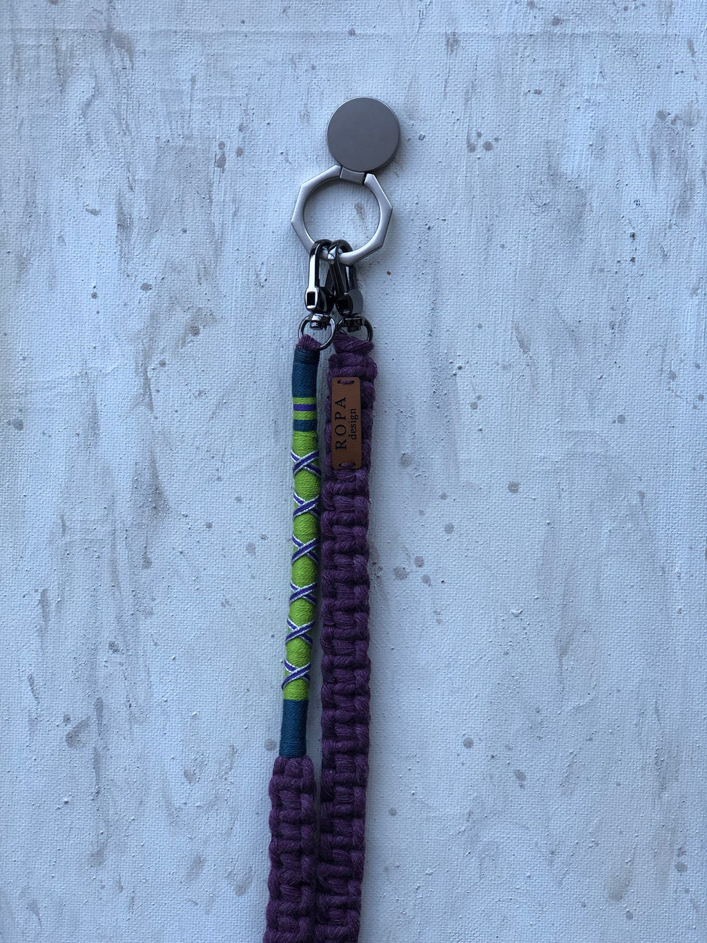 Phone Case Strap, Purple & Green Yarn