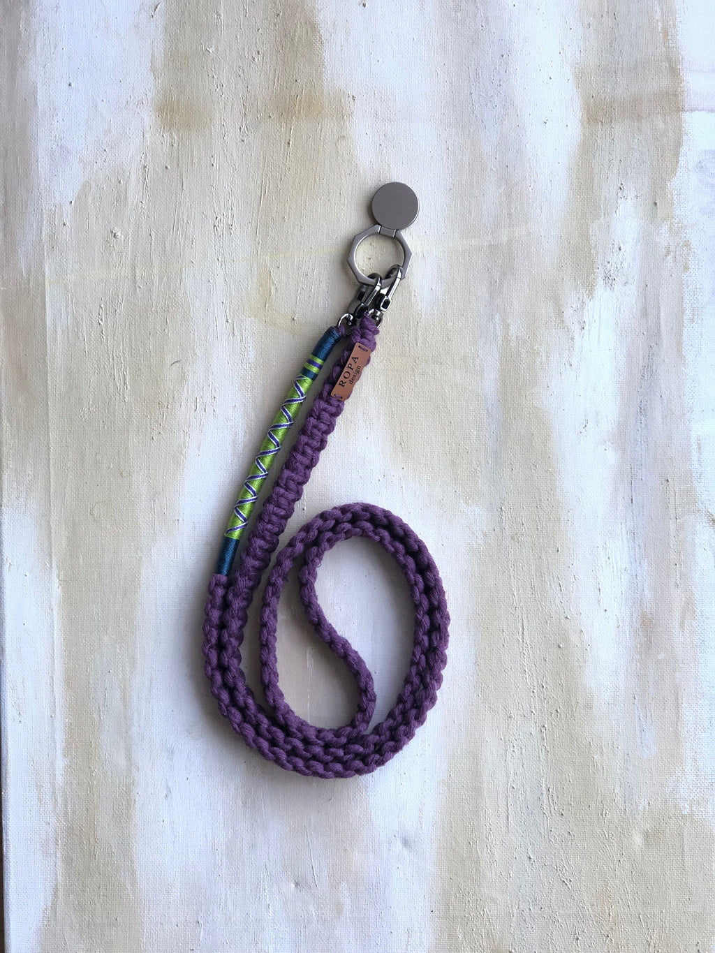 Phone Case Strap, Purple & Green Yarn