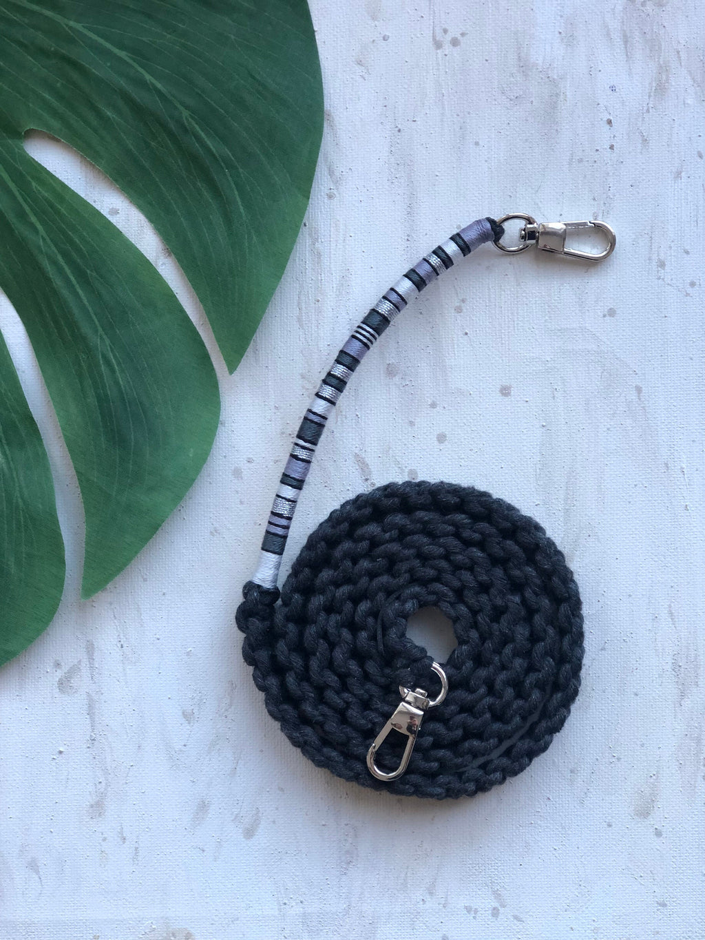Phone Lanyard, Crossbody Black Gray Strap
