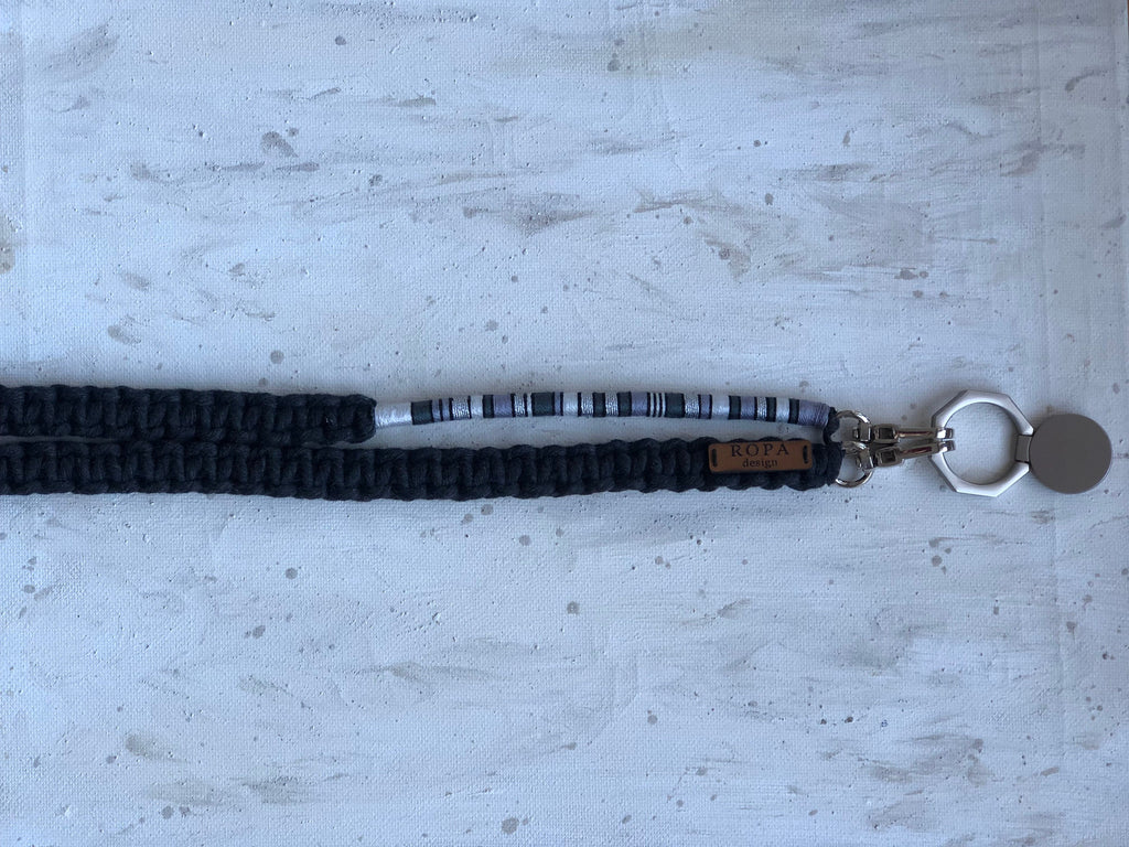 Phone Lanyard, Crossbody Black Gray Strap