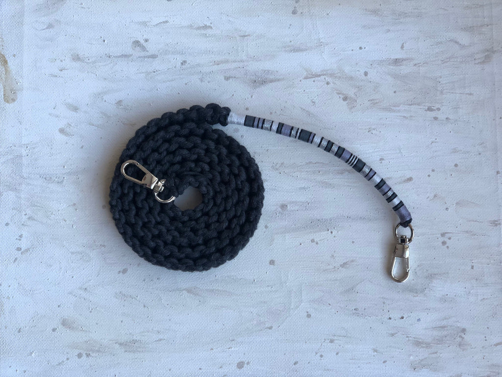 Phone Lanyard, Crossbody Black Gray Strap