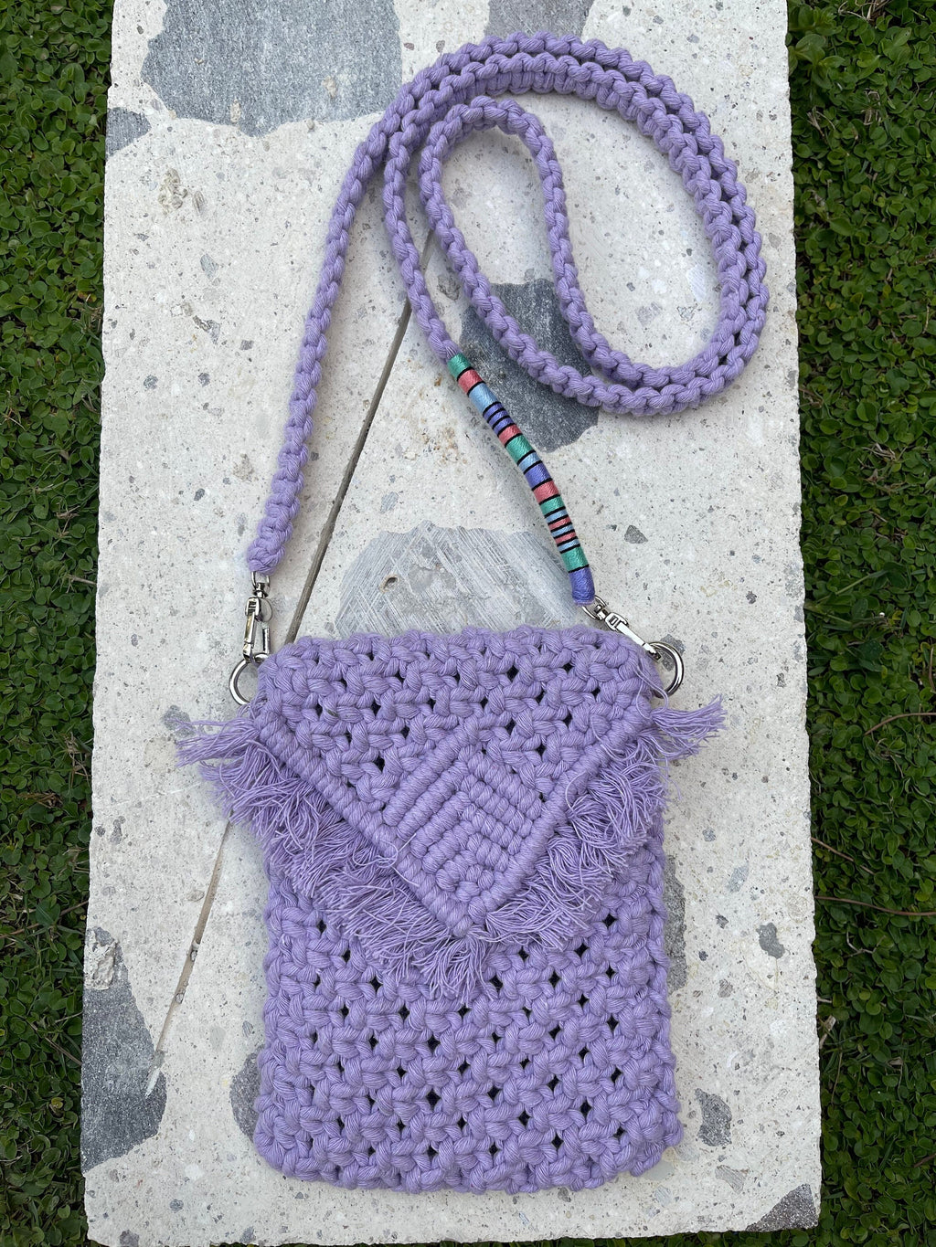 Phone Shoulder Bag, Cotton Rope Crossbody Purse