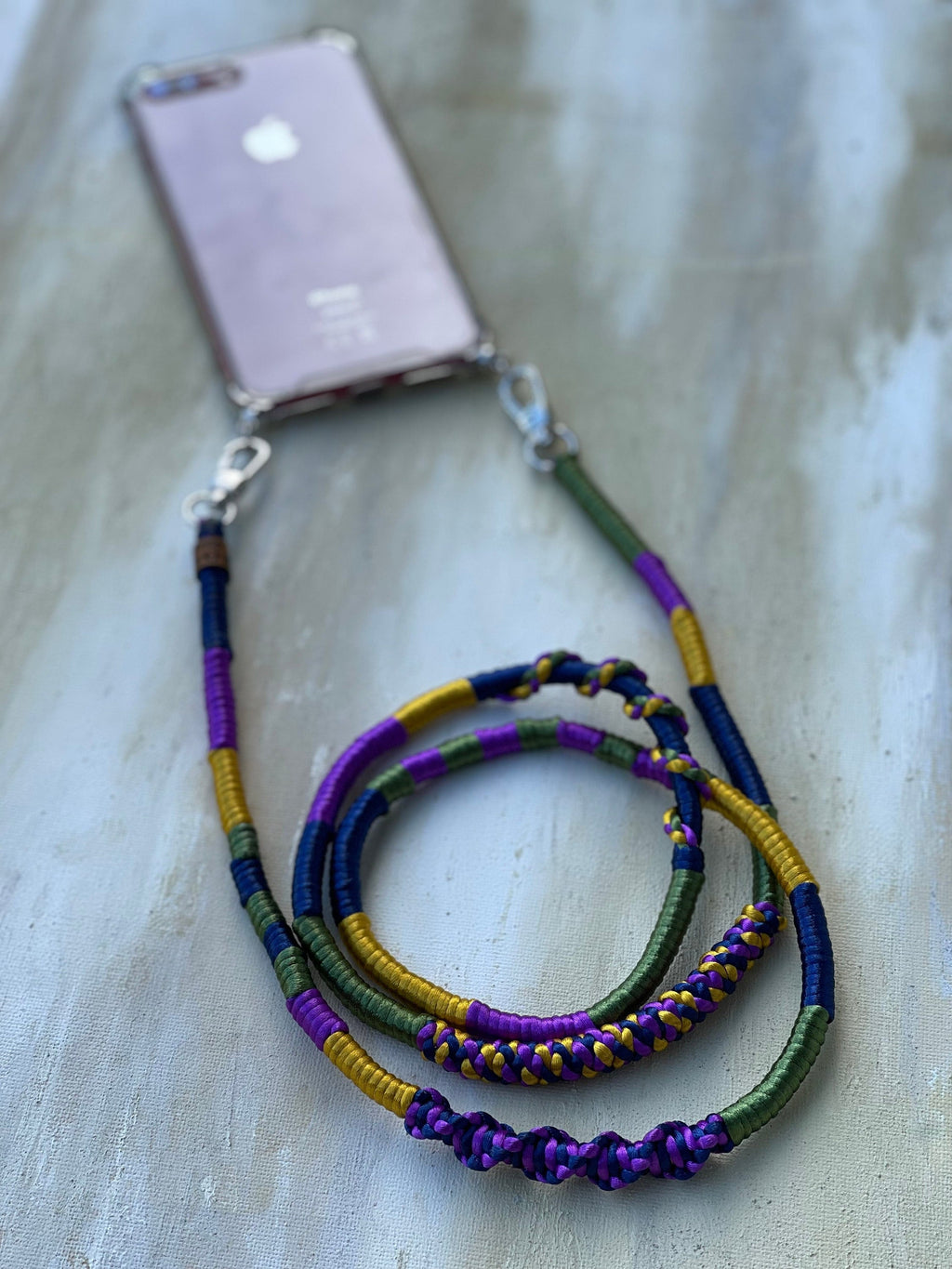 Purple Green Gold Shiny Satin Mobile Phone Lanyard Cord Straps