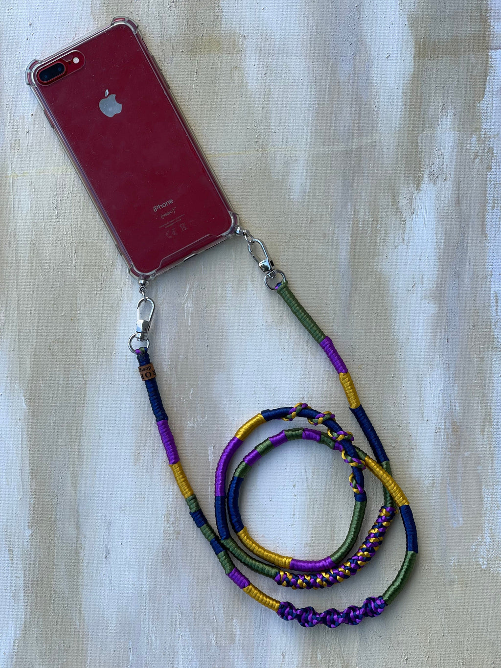 Purple Green Gold Shiny Satin Mobile Phone Lanyard Cord Straps