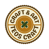 Circular craft and art logo badge with green thread icon and bold lettering
